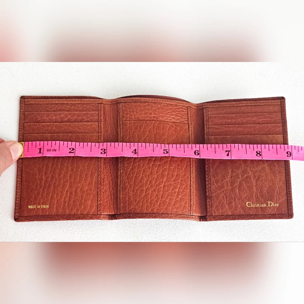 Rare Christian Dior Vintage Pebbled Leather Bifold Wallet Made in Spain CD Logo